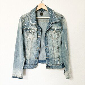JAG Jeans Distressd Bedazzled Denim Jacket with studded design Size Small
